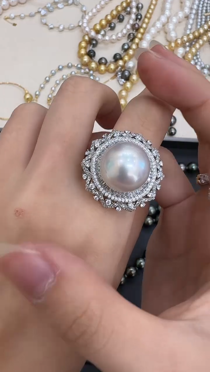 银S925镶嵌戒指海水珍珠X1226-1227-280