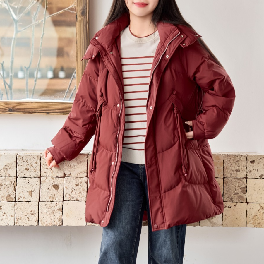 【现货90白鸭绒羽绒服】MsShe大码女装防泼保暖连帽外套D~M2511003