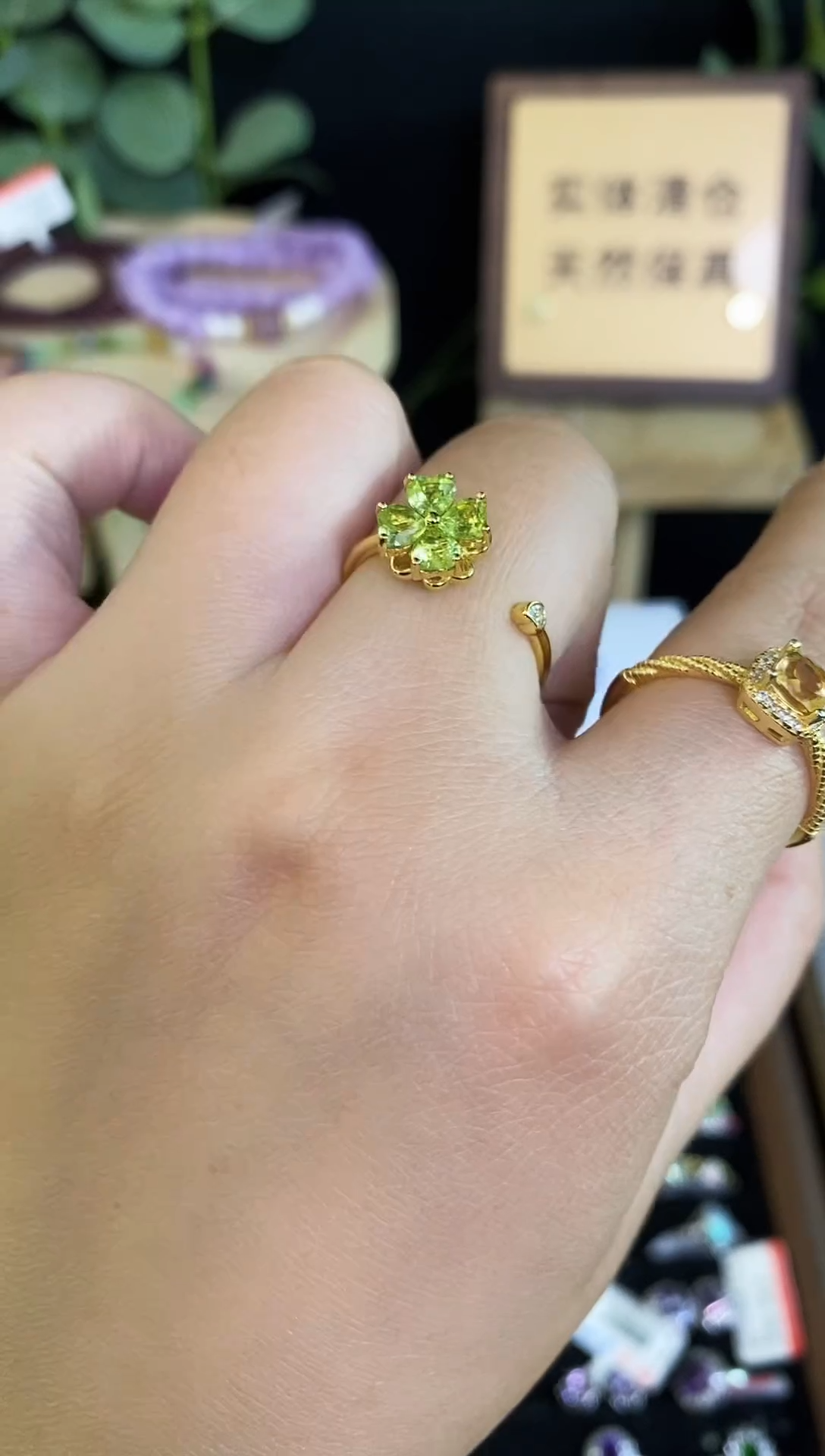 【闪购商品】橄榄石戒指银S925镶嵌戒指