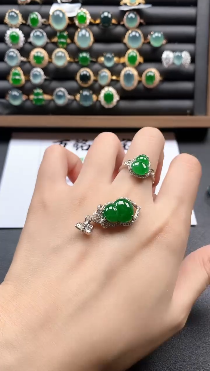 银S925镶嵌戒指翡翠51511