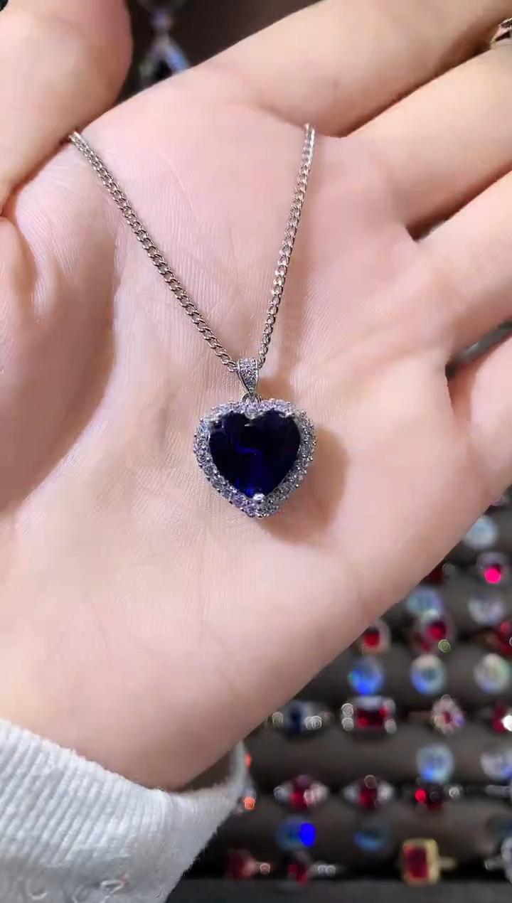 无链子925银皇家蓝色吊坠