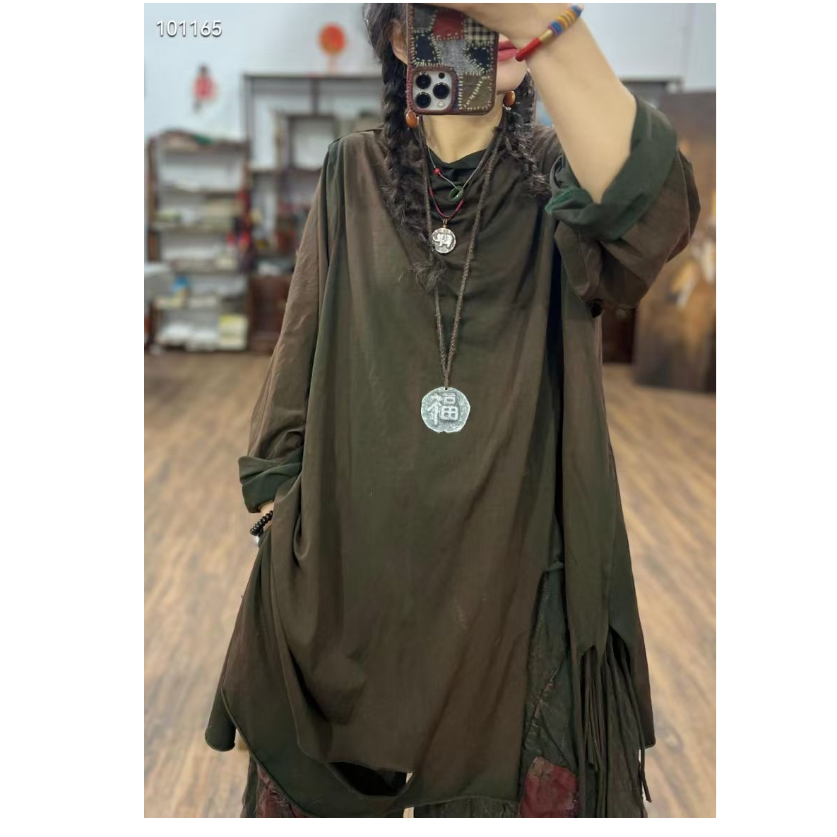 2025秋装新款手工辫子流苏破洞乞丐T恤衫个性炒色复古打底衫