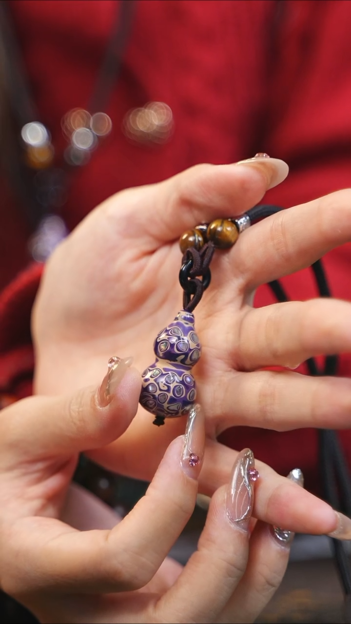 【闪购商品】紫白大漆紫光檀螺钿小脖挂