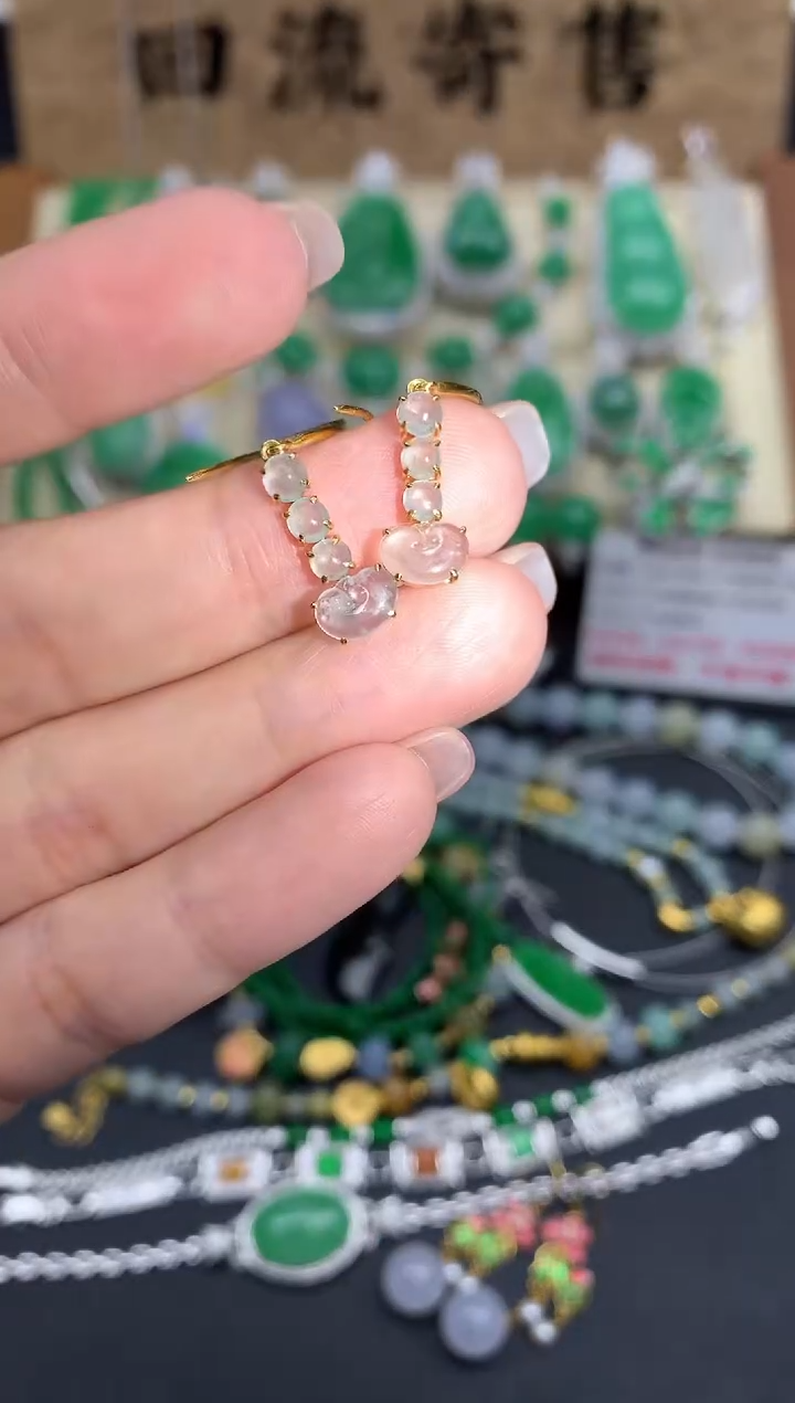 【闪购商品】翡翠耳饰18K金镶嵌74-中国好珍宝