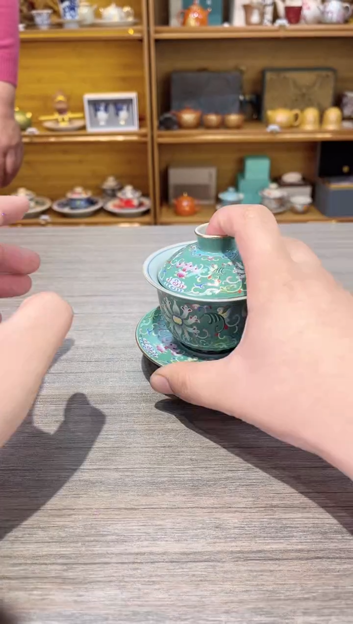 【闪购商品】深绿缠盖碗茶具茶具