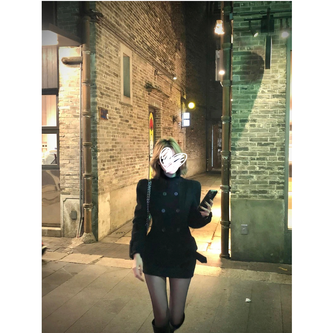 【伦敦日记】收腰毛呢外套修身中长款上衣+半裙套装