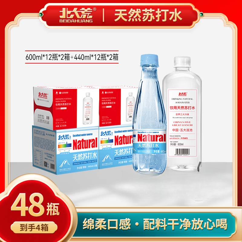 北大荒天然苏打水440ml*12瓶*2箱+600ml*12瓶*2箱