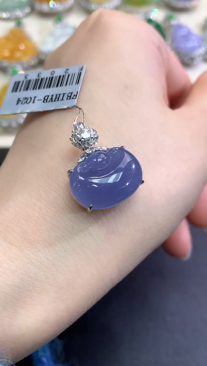 【闪购商品】翡翠颈饰18K金镶嵌D23    紫货有色差