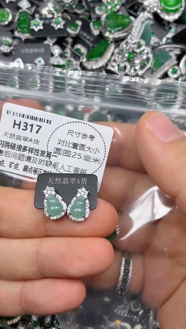 颈饰未镶嵌翡翠H317耳钉