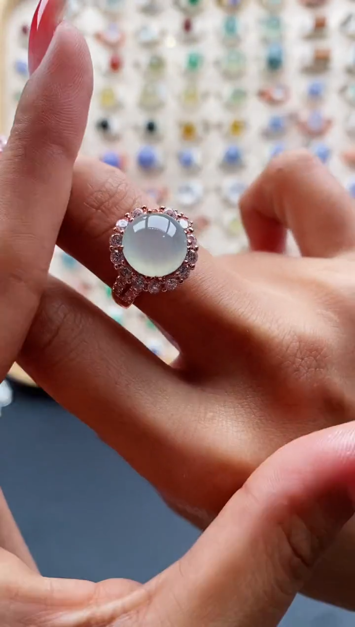 【闪购商品】翡翠戒指未镶嵌缅甸天然A货翡翠444 7+6