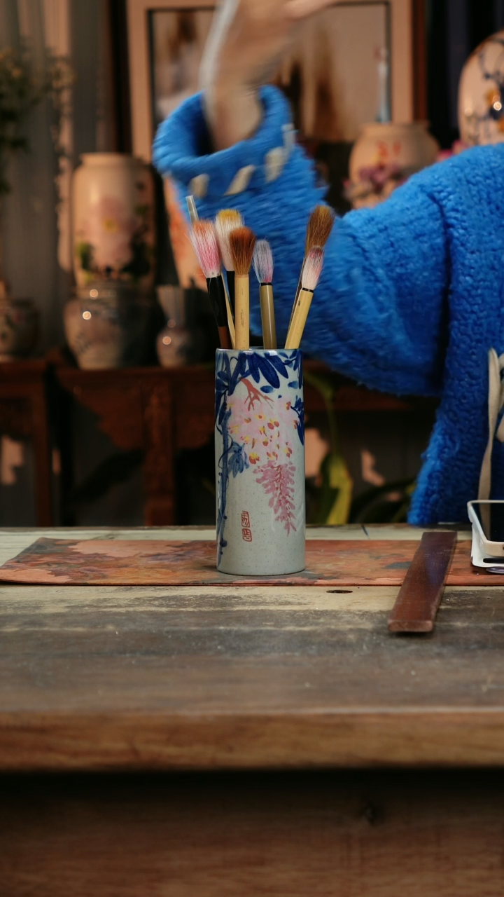 【闪购商品】瓷片景德镇纯手工釉下彩精品花瓶