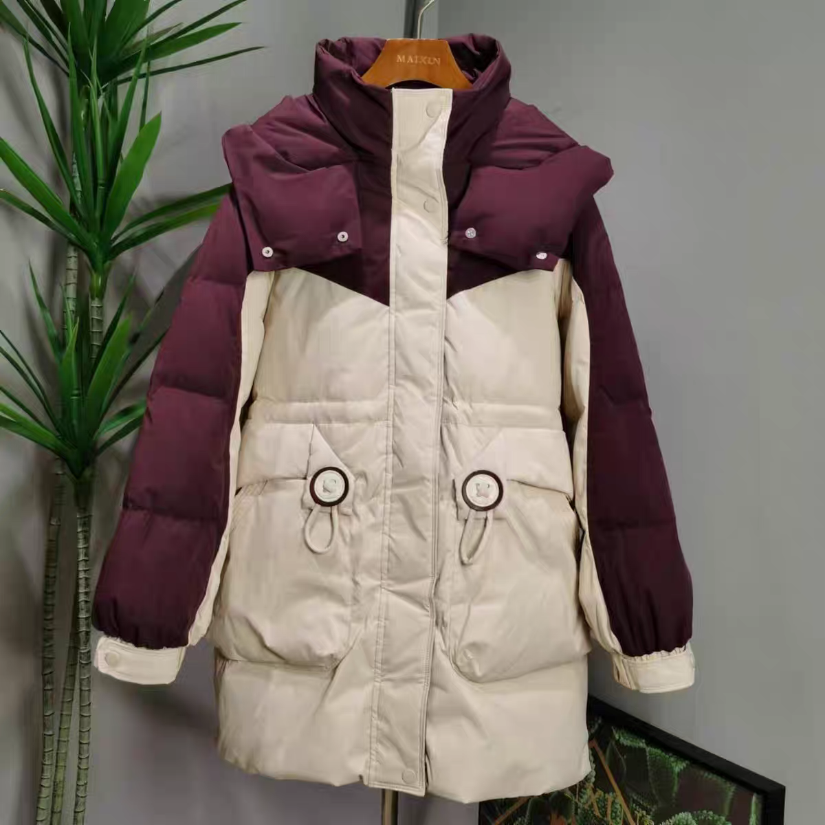 麦寻女装YRLZQ0长款女加厚宽松防寒外套休闲