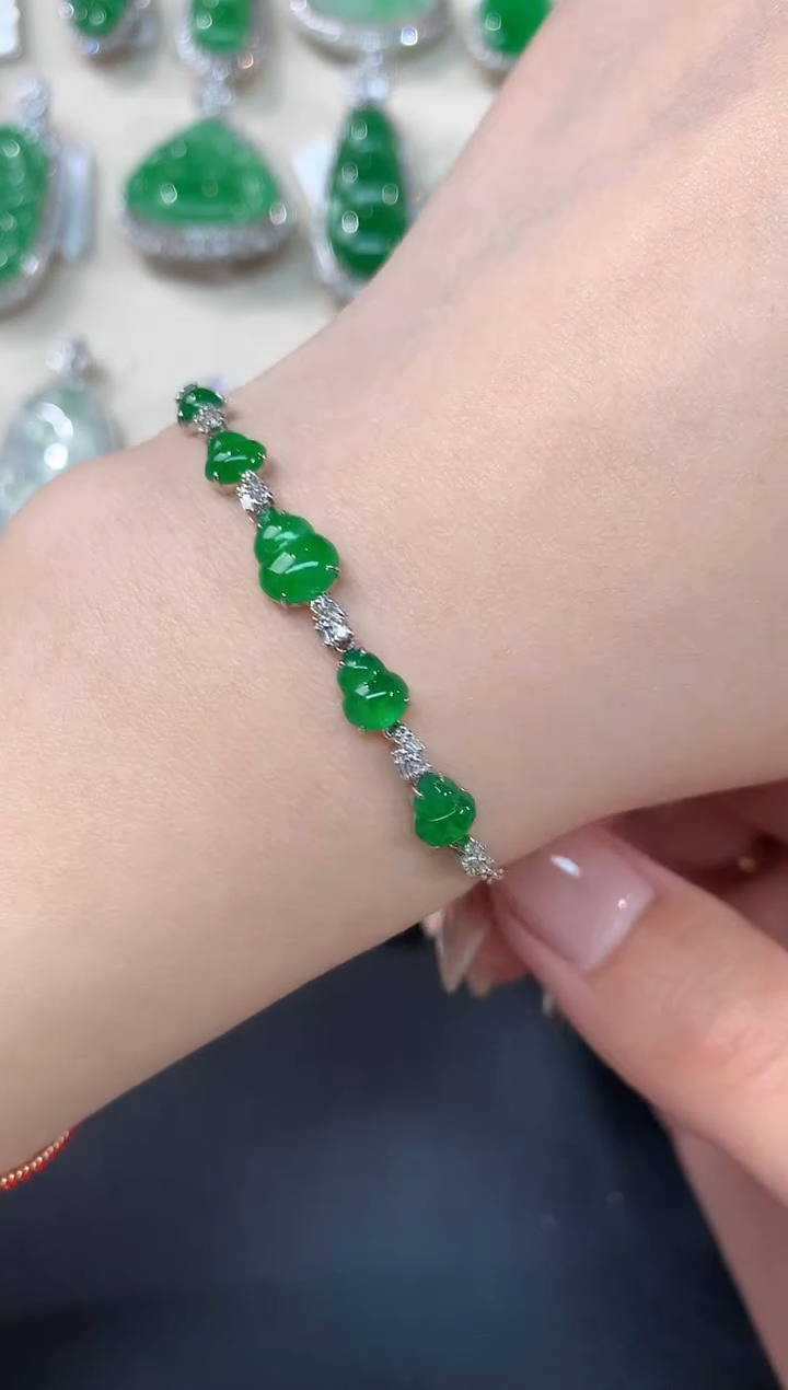 【闪购商品】翡翠手链18K金镶嵌A209|8800