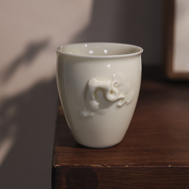 【慕白茶集】灰念象牙白—松茗主人杯-80CC（灰念0409）纯手工