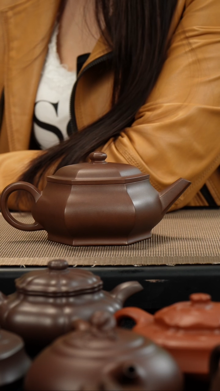 【闪购商品】紫砂茶壶老紫泥六方明炉