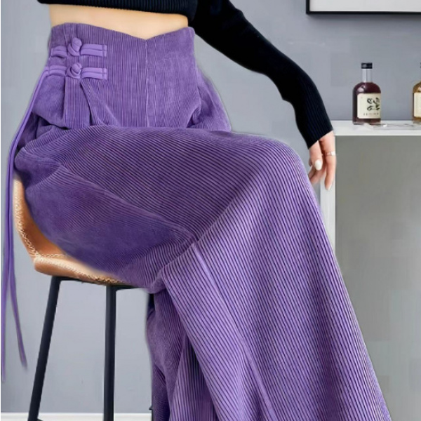 911-920秋冬高腰休闲裤高腰阔腿裤筒裤休闲拖地裤直筒