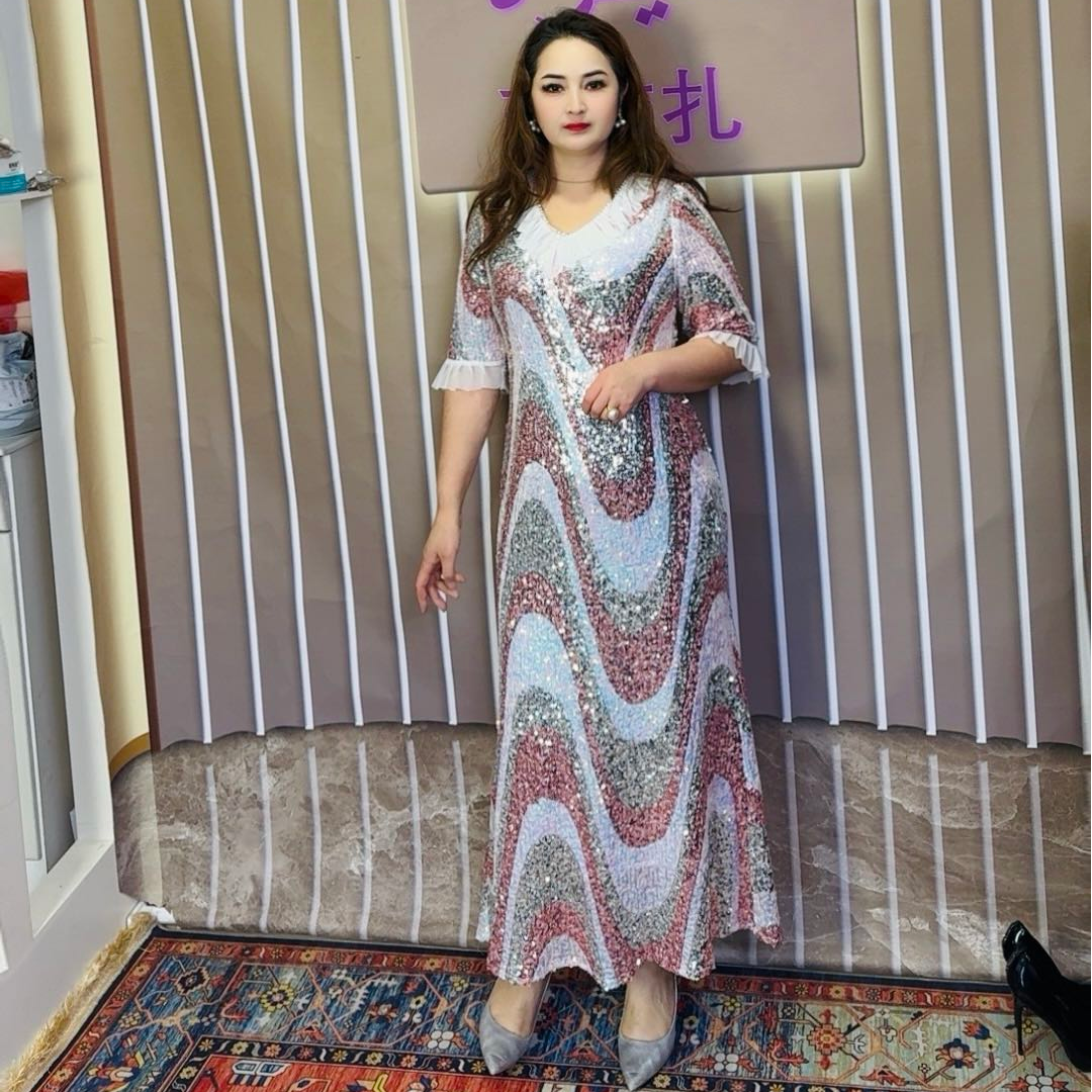 彩虹ins鱼尾连衣裙