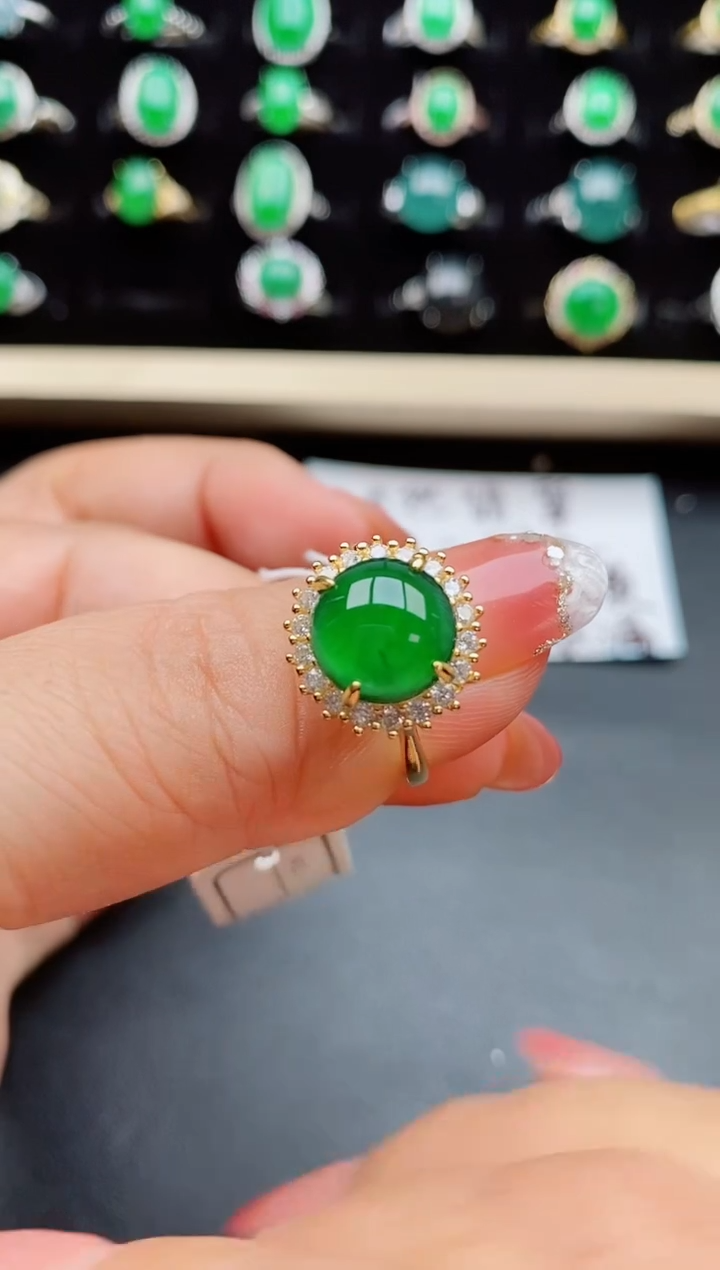 【闪购商品】翡翠戒指银S925镶嵌8000