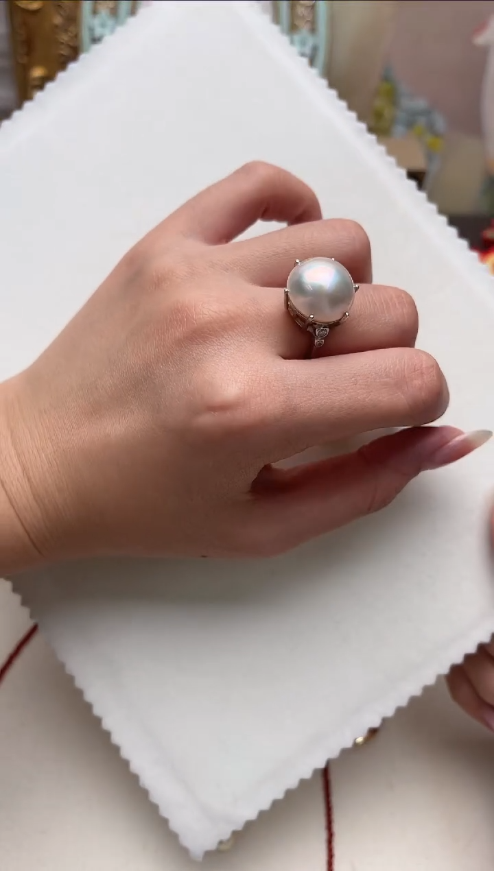 【闪购商品】拼合珍珠（马贝珠）戒指银S925镶嵌aj2567戒指