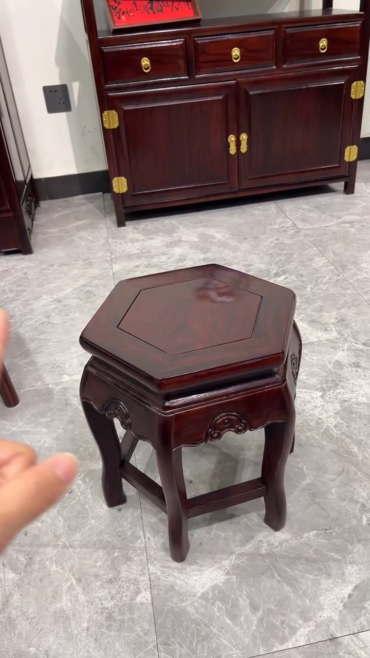 黑酸枝木类成套家具六角凳