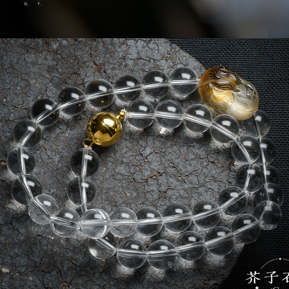 芥子石光【栖光】白水晶+巴西暴力光爬爬狐天然水晶项链-11mm