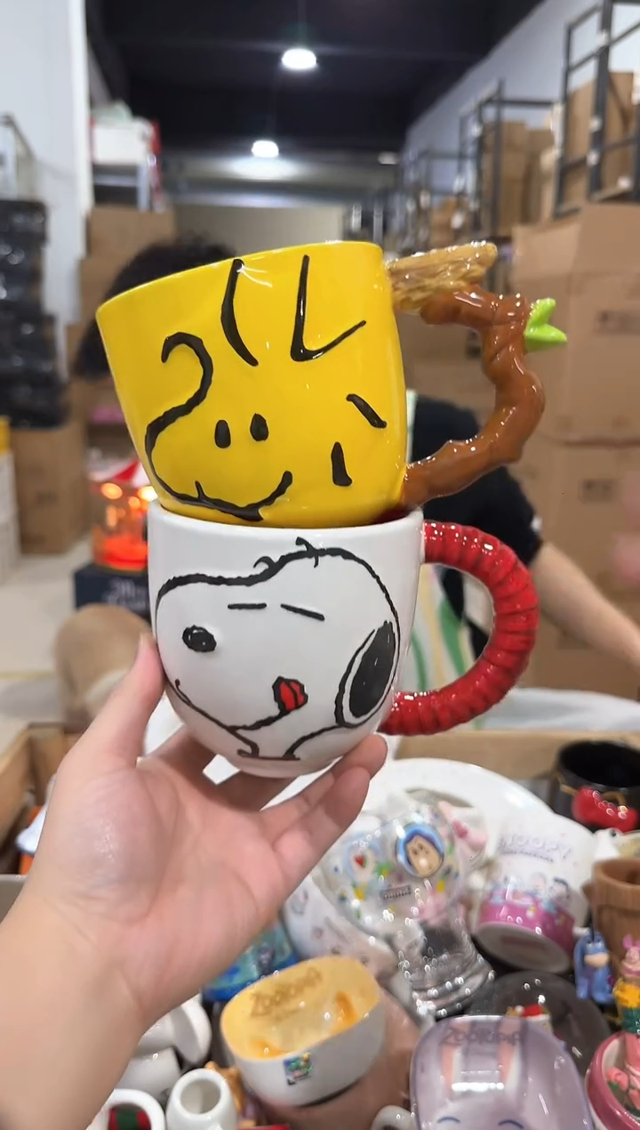 瓷片史努比小黄鸡对杯