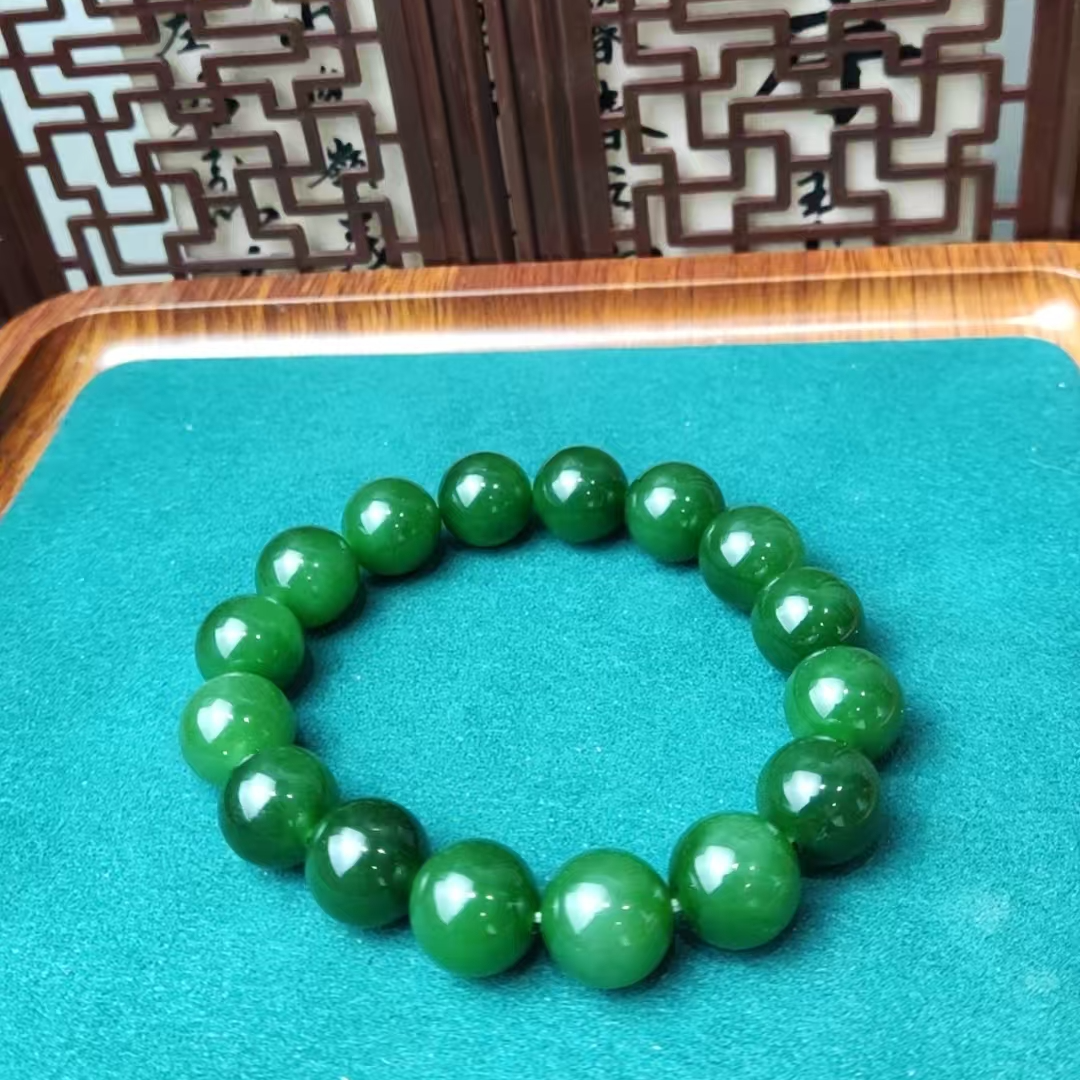 和田玉---碧玉猫眼手串