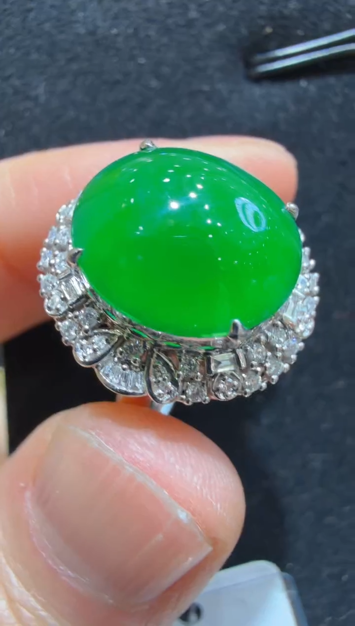 18K金镶嵌戒指翡翠多样性团购发一件