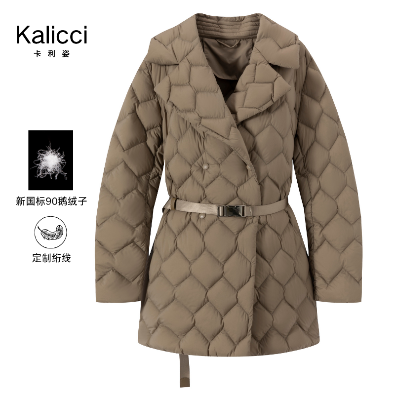 极简戗驳领短风衣新国标90绒子鹅绒轻薄羽绒服外套602029G