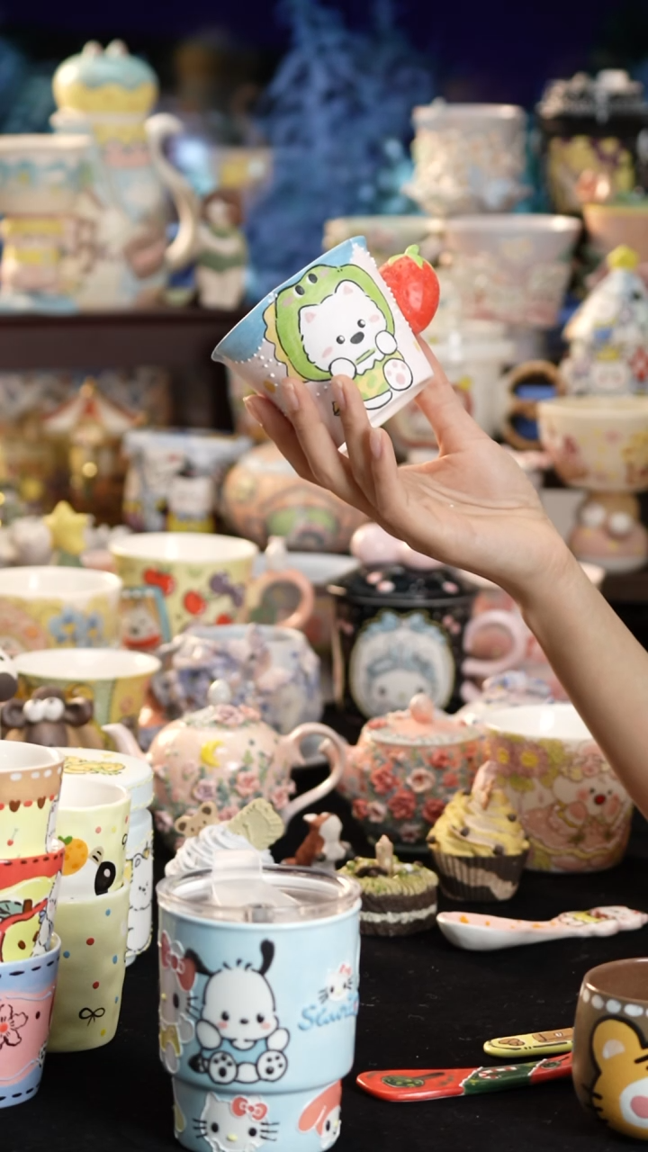 摆件陶景德镇釉下彩手绘设计师款陶瓷