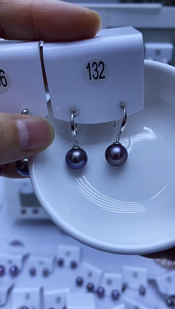 银S925镶嵌耳饰淡水珍珠132