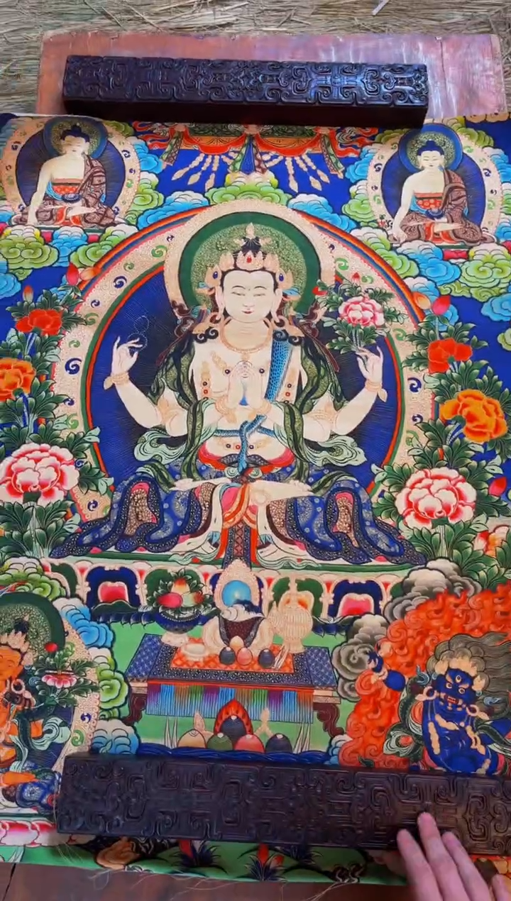 装裱画精品手绘唐卡链接--A044