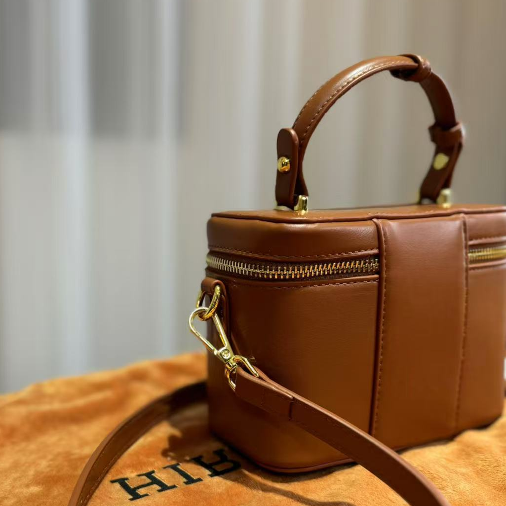 HIRMRIS手工真皮包550700-咖  手提盒缪