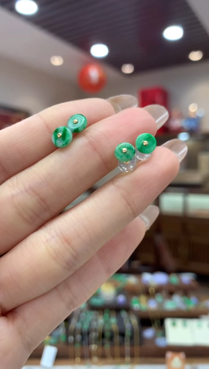 【闪购商品】翡翠耳饰18K金镶嵌耳饰多样性发货1件