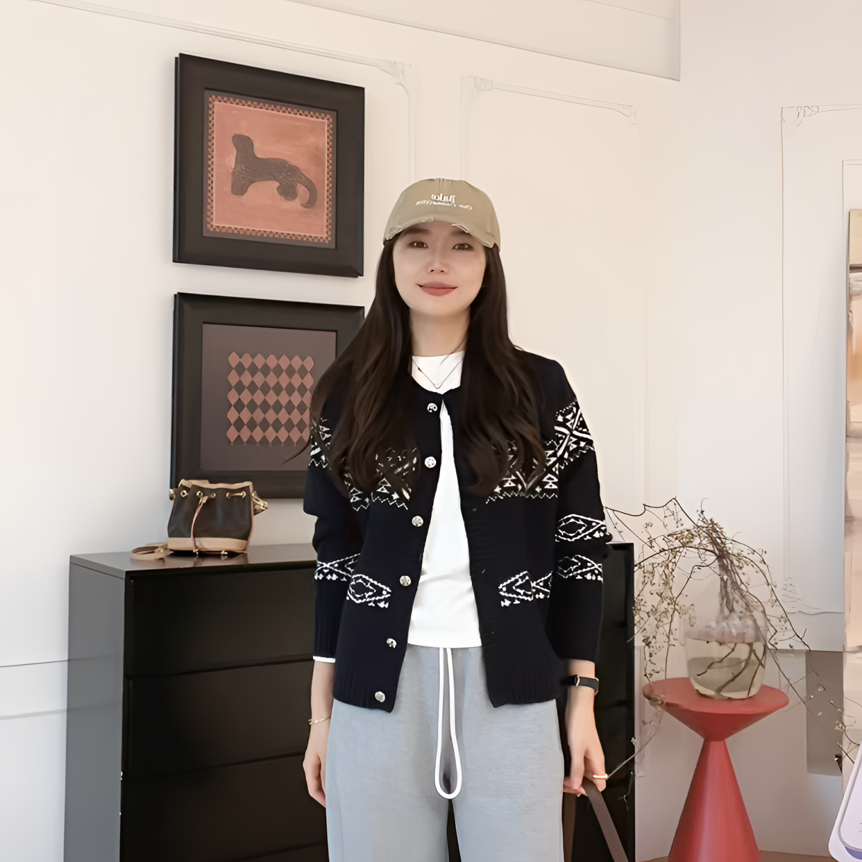 【YHH】秋冬季简约休闲圆领星星扣针织开衫-YHW4880