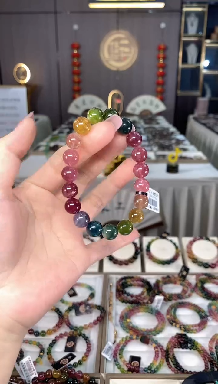 未镶嵌冰透体老矿碧玺单圈手串10mm+碧玺hon多样性发一条