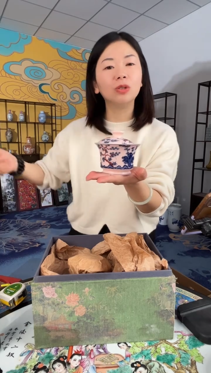 摆件瓷景德镇瓷器盖碗