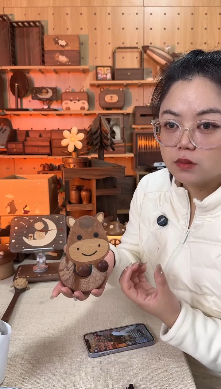 木乌檀木小马手机支架