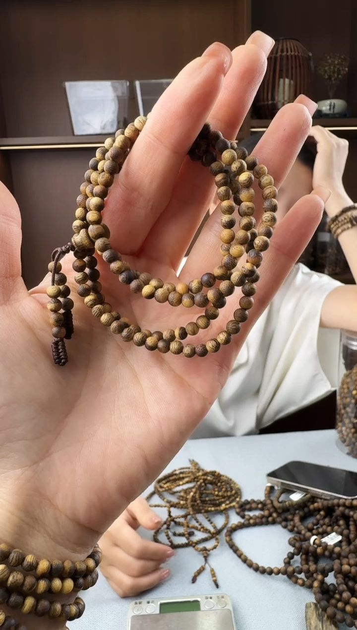 手串沉香04海南白奇圆珠多圈多样性发一
