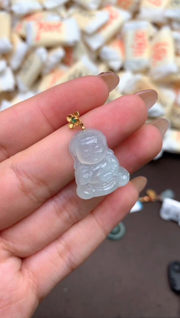 【闪购商品】翡翠挂件18K金镶嵌 —   