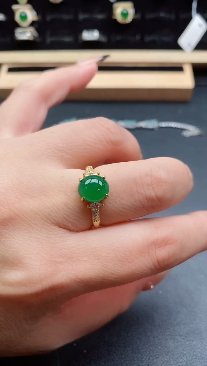 银S925镶嵌戒指翡翠1