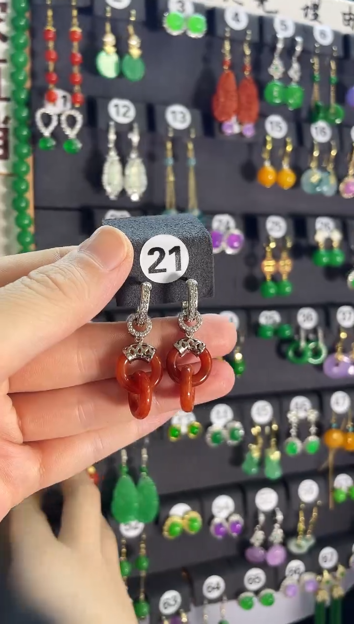 翡翠银S925镶嵌耳饰21....