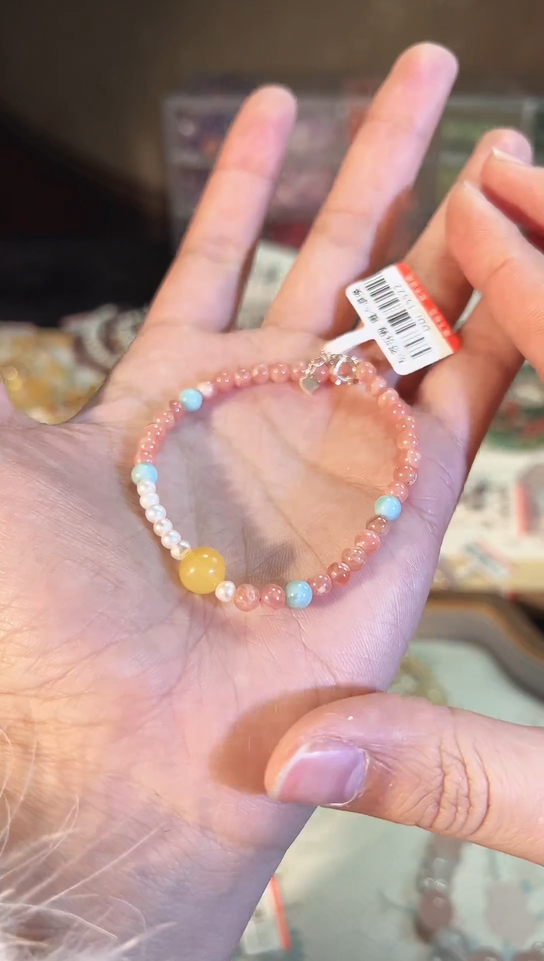 【闪购商品】菱锰矿（红纹石）手绳银S925镶嵌Q790手串