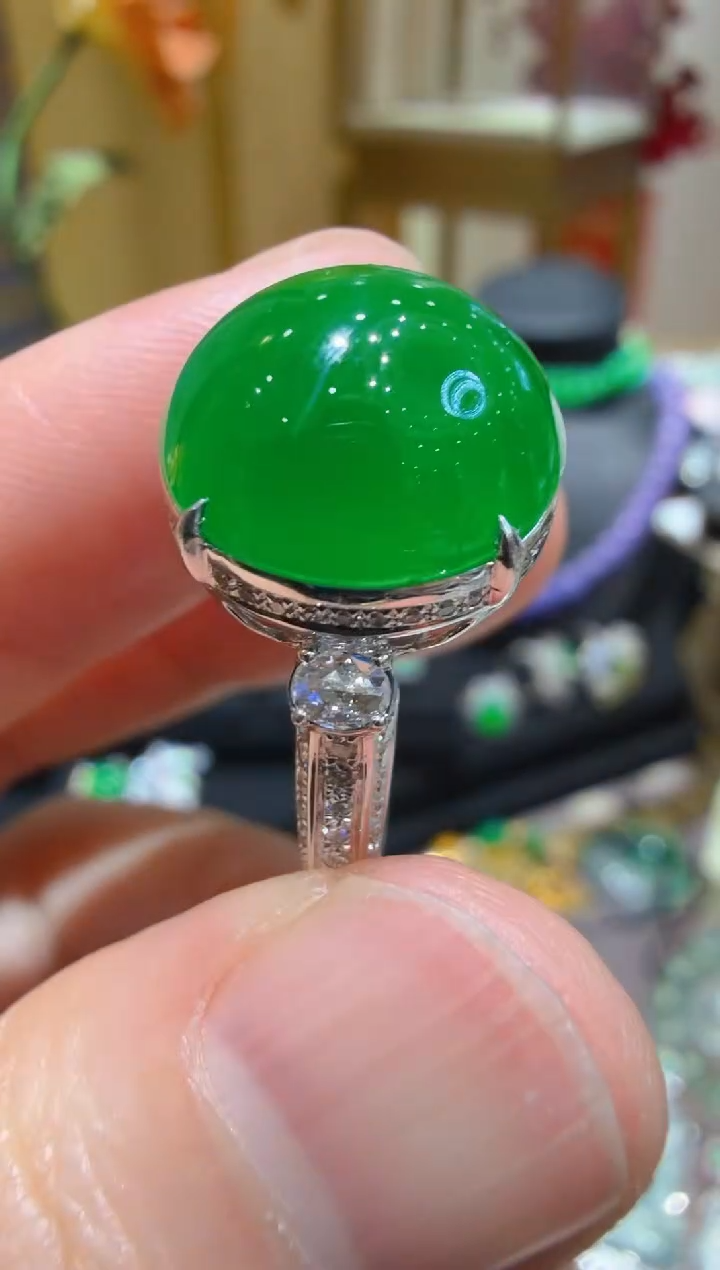 18K金镶嵌戒指翡翠多样性团购发一件