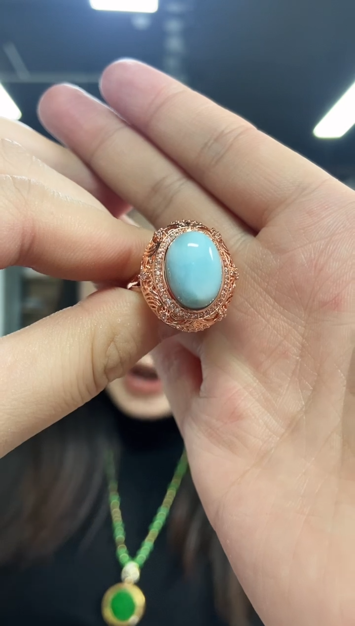 【闪购商品】针钠钙石（海纹石）戒指未镶嵌多样性发其一颜色微差