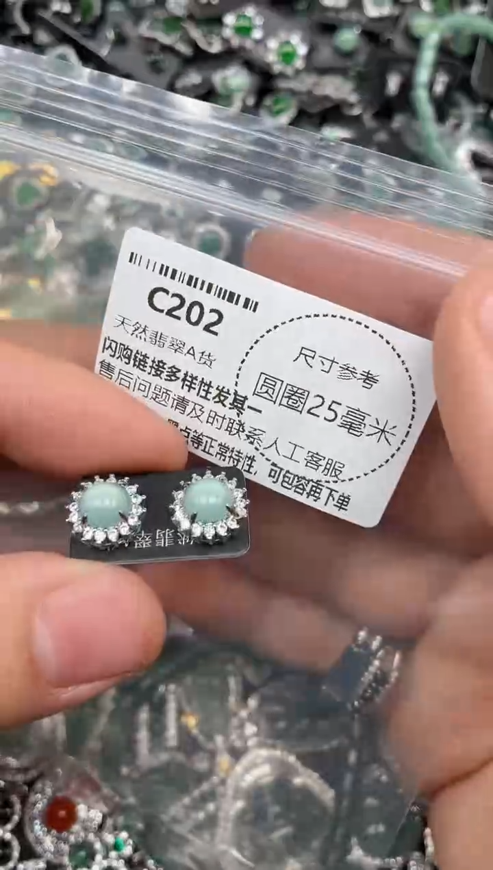 翡翠未镶嵌颈饰C202耳钉