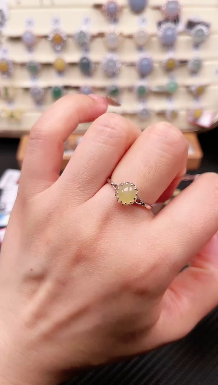 【闪购商品】翡翠戒指银S925镶嵌戒指0016