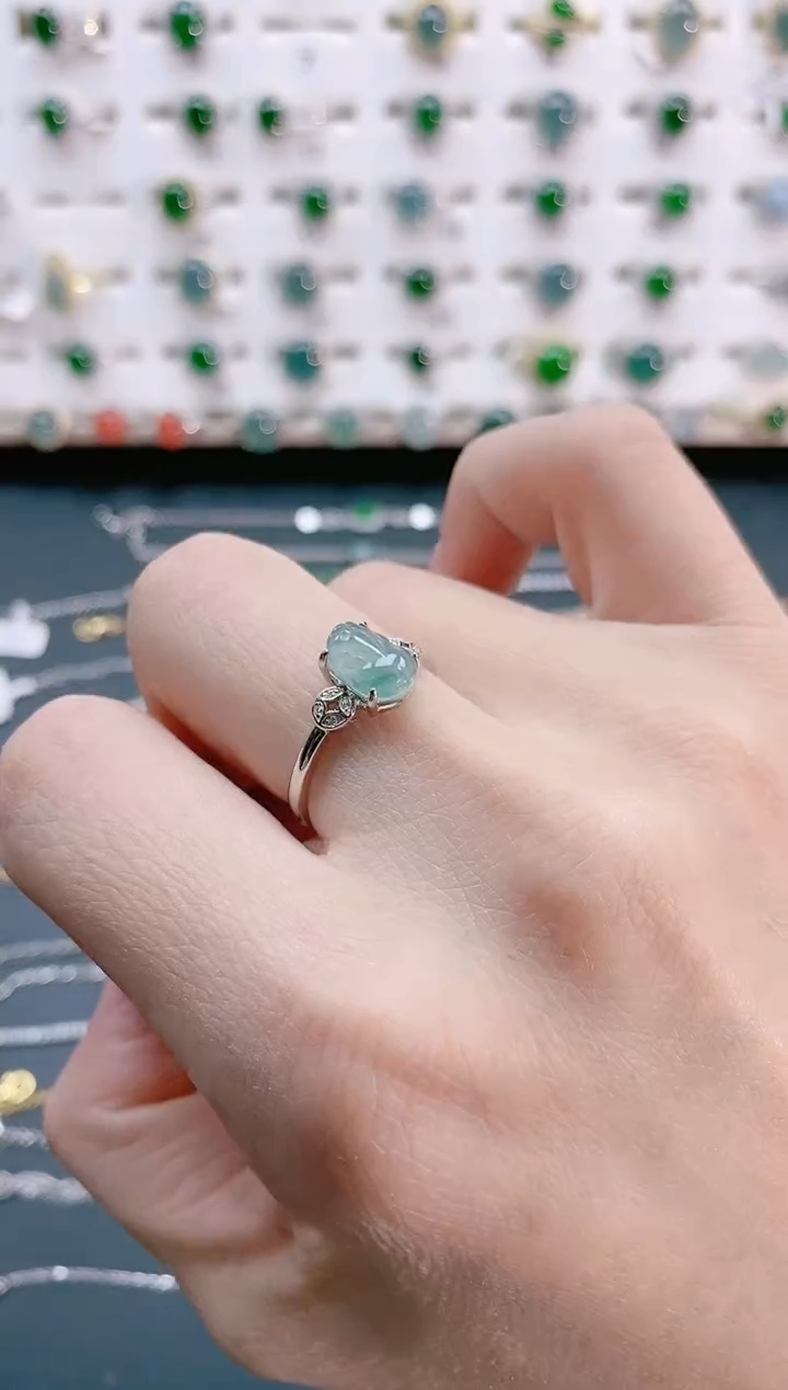 【闪购商品】翡翠戒指银S925镶嵌天然翡翠