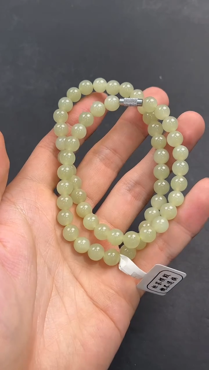 未镶嵌手串和田玉且末黄白种妈妈链卡8微色差