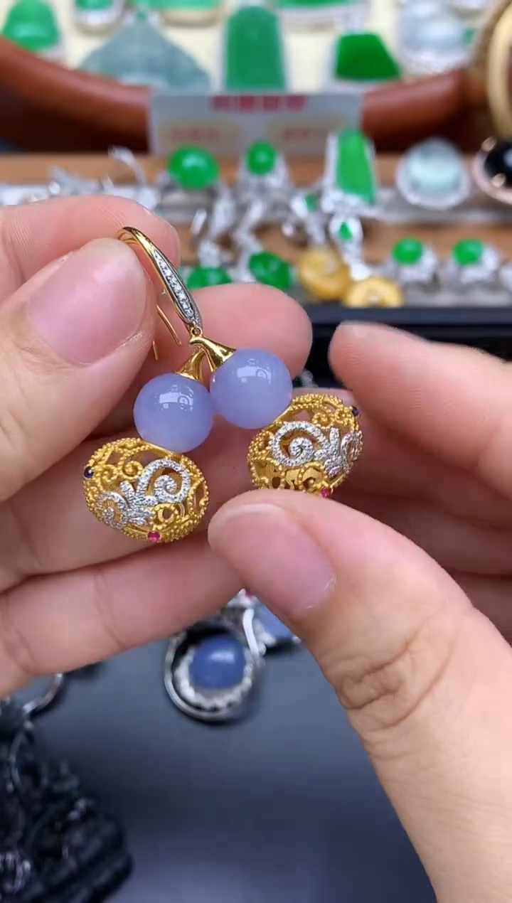 18K金镶嵌翡翠耳饰615-中国好珍宝